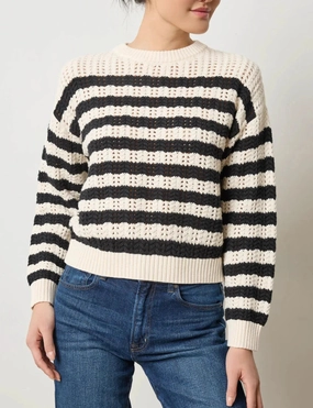 Reinforced Seam Technique Hypoallergenic fabric Stripe Stitch Sweater Ivory/Black
