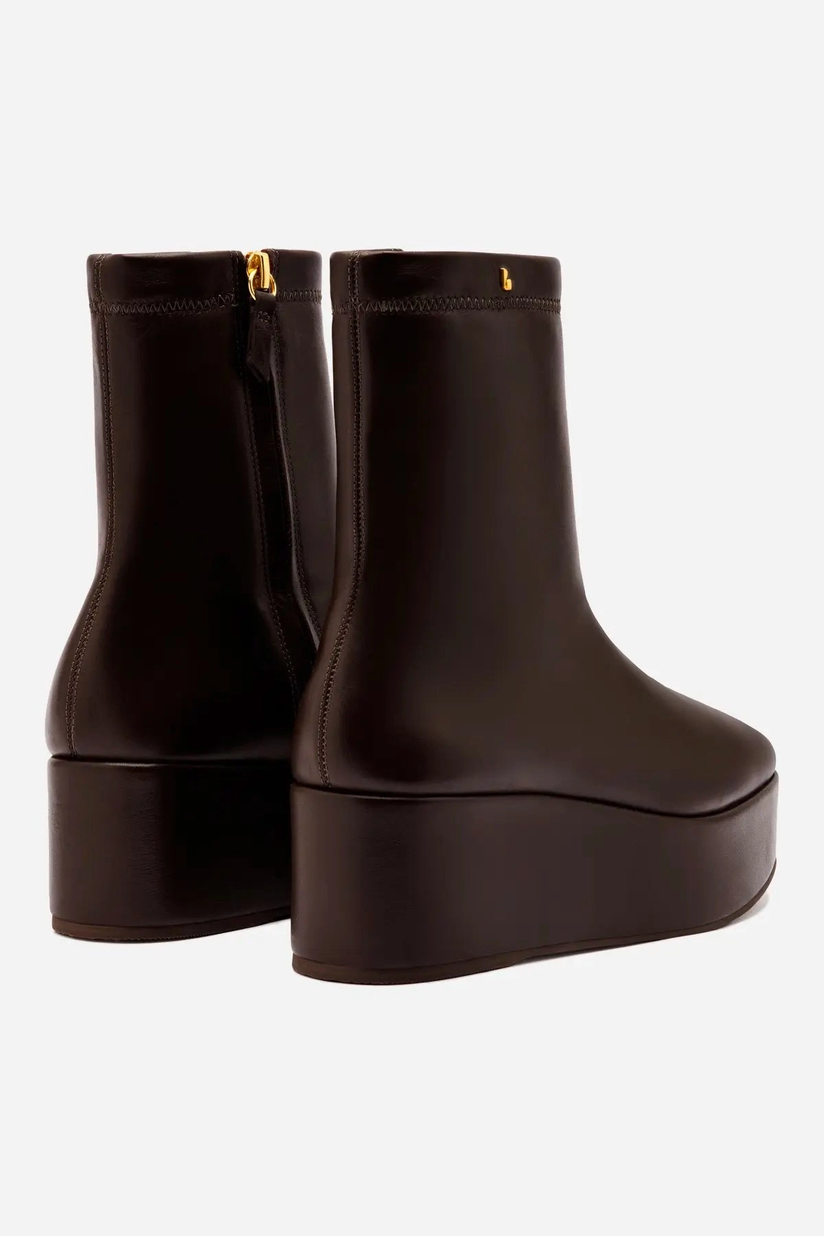 Dani Flatform Boot In Brown Leather Summer Heat