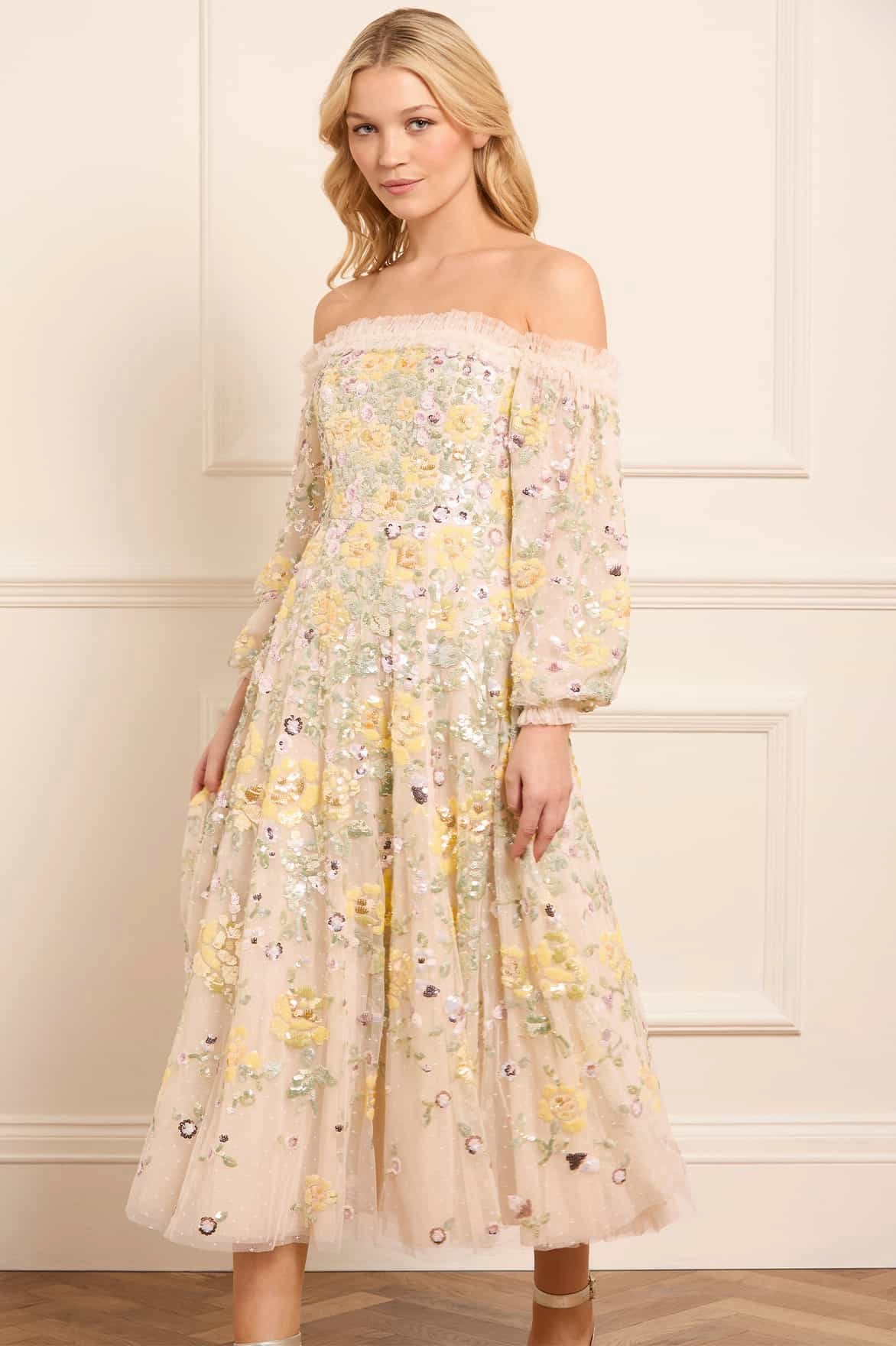 Dreamy Simplicity Elina Rose Off-Shoulder Ballerina Dress