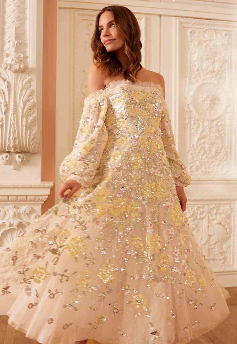 Elina Rose Off-Shoulder Ballerina Dress Silky Movement