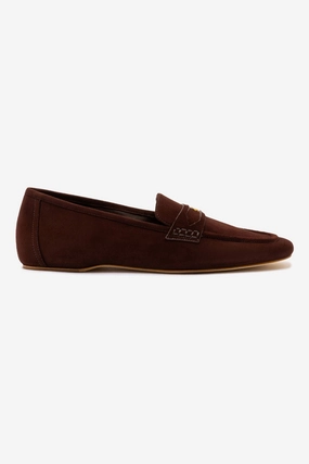Suki Flat Loafer In Brown Suede Love Glow