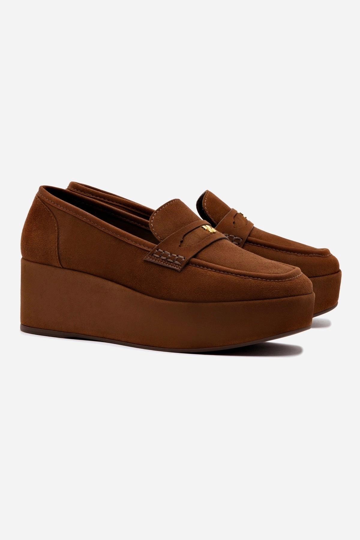 Urban Sleek Suki Flatform Loafer In Burnt Umber Suede
