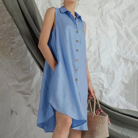 Movement Feel COTTON BUTTON-UP SHIRT DRESS_CWDSD3415