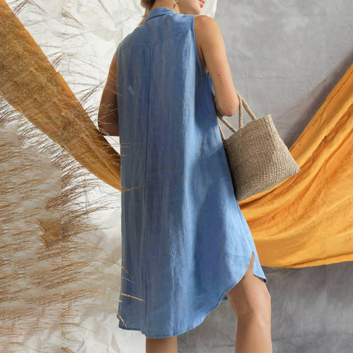 Flow Line Modern Fit COTTON BUTTON-UP SHIRT DRESS_CWDSD3415