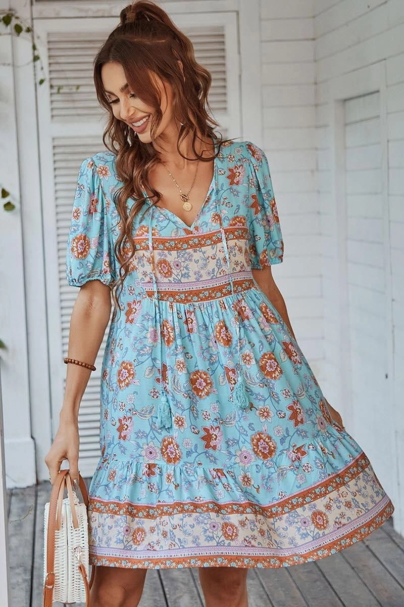 Cozy Layers SUMMER PRINT SMALL FRESH HOLIDAY DRESS
