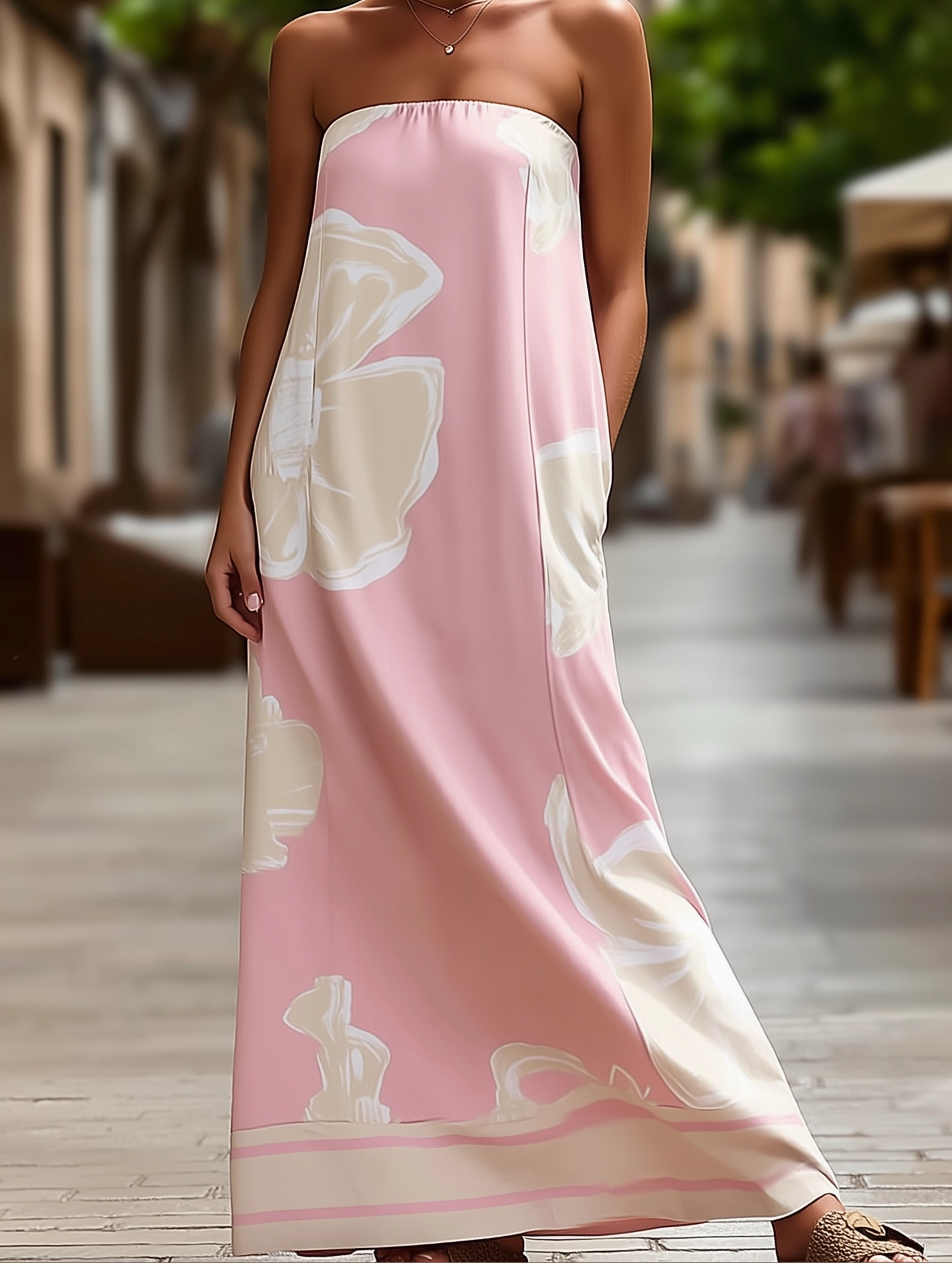 Summer Soft Summer Sexy Tube Top Printed Swing Dress ??Strapless Casual Dress