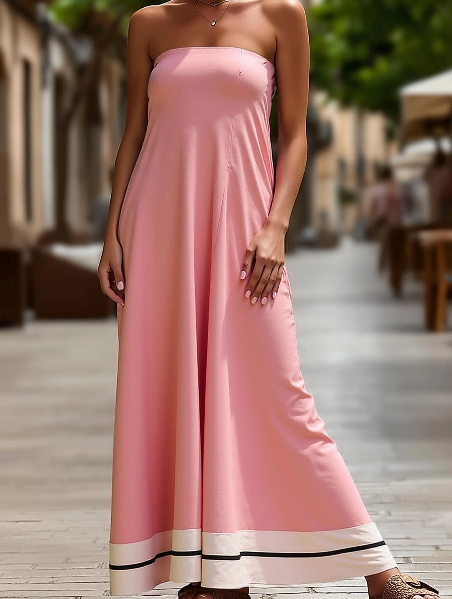 Comfort Mode Summer Sexy Tube Top Printed Swing Dress ??Strapless Casual Dress