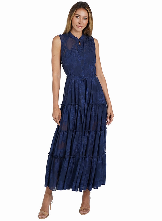 Sophie Dress Navy Delicate Tone Retro Detail