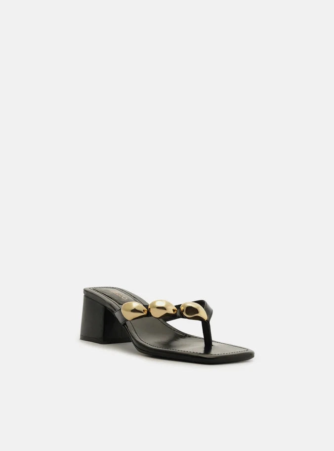 Sunny Leather Block Sandal Body Align Comfortable Slip-Ons
