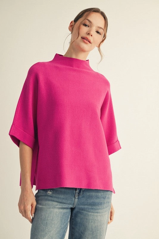 Better Than Basic Sweater in Magenta Odor Resistant Finish
