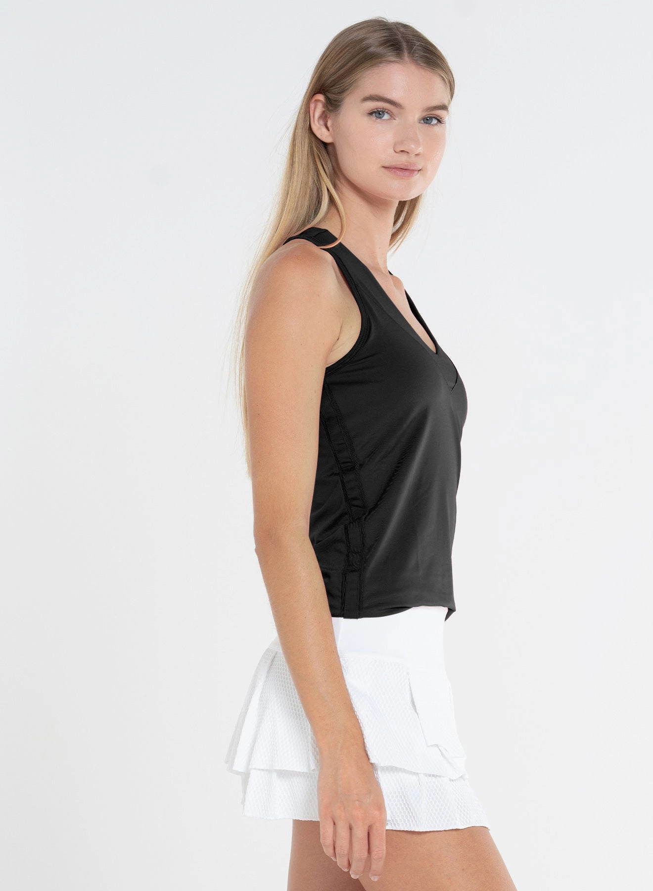 Laser Cut Edges V Neck Tank