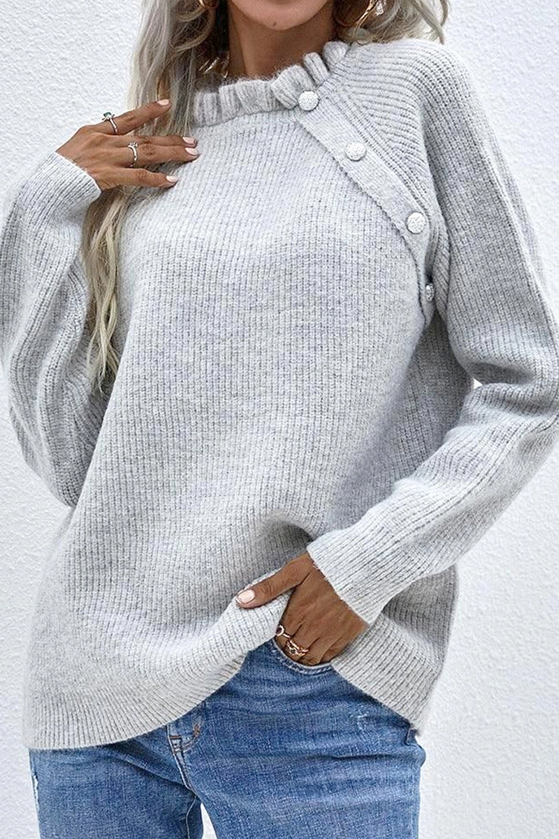 Hidden Zipper Closure Wear Resistant Fabric CASUAL KNIT SWEATER