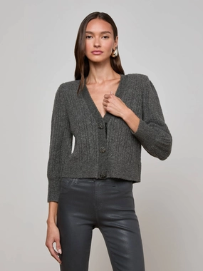 Talulla Cardigan Charcoal Flexible Neckline Odor Resistant