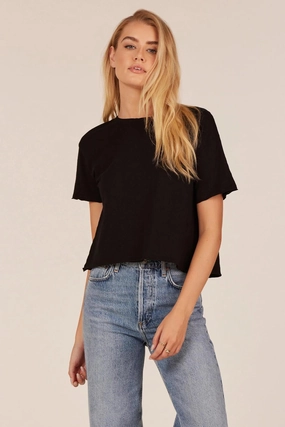 BOBI Crop Crew Neck Tee Reflective Accent Trim QuickDrying