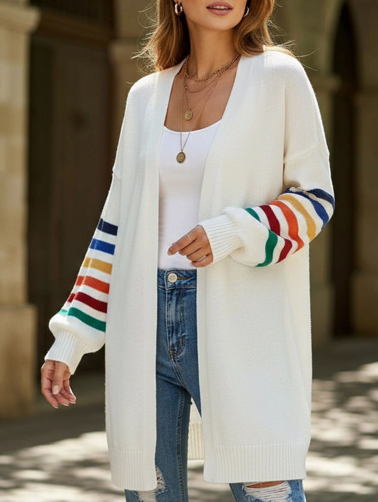 Ventilated Panels Casual patchwork knitted sweater