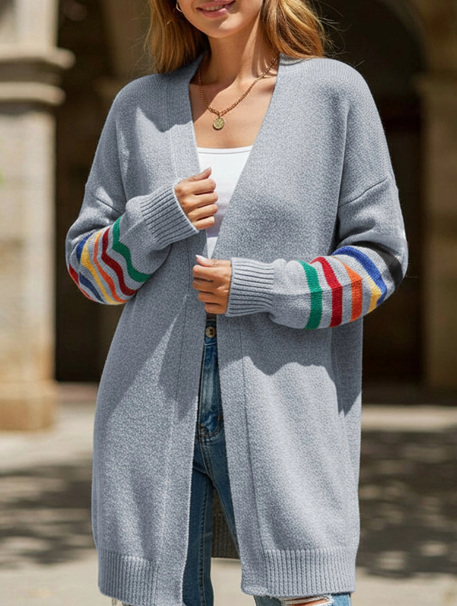 Garment Washed Softness Casual patchwork knitted sweater