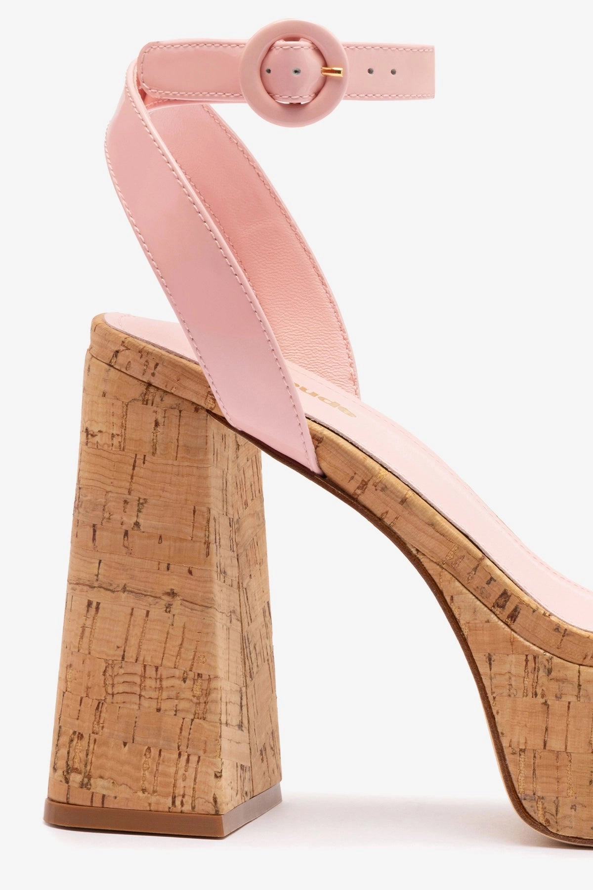 Minimalist Aesthetic Design Dolly Sandal In Tulip Patent Leather and Natural Cork