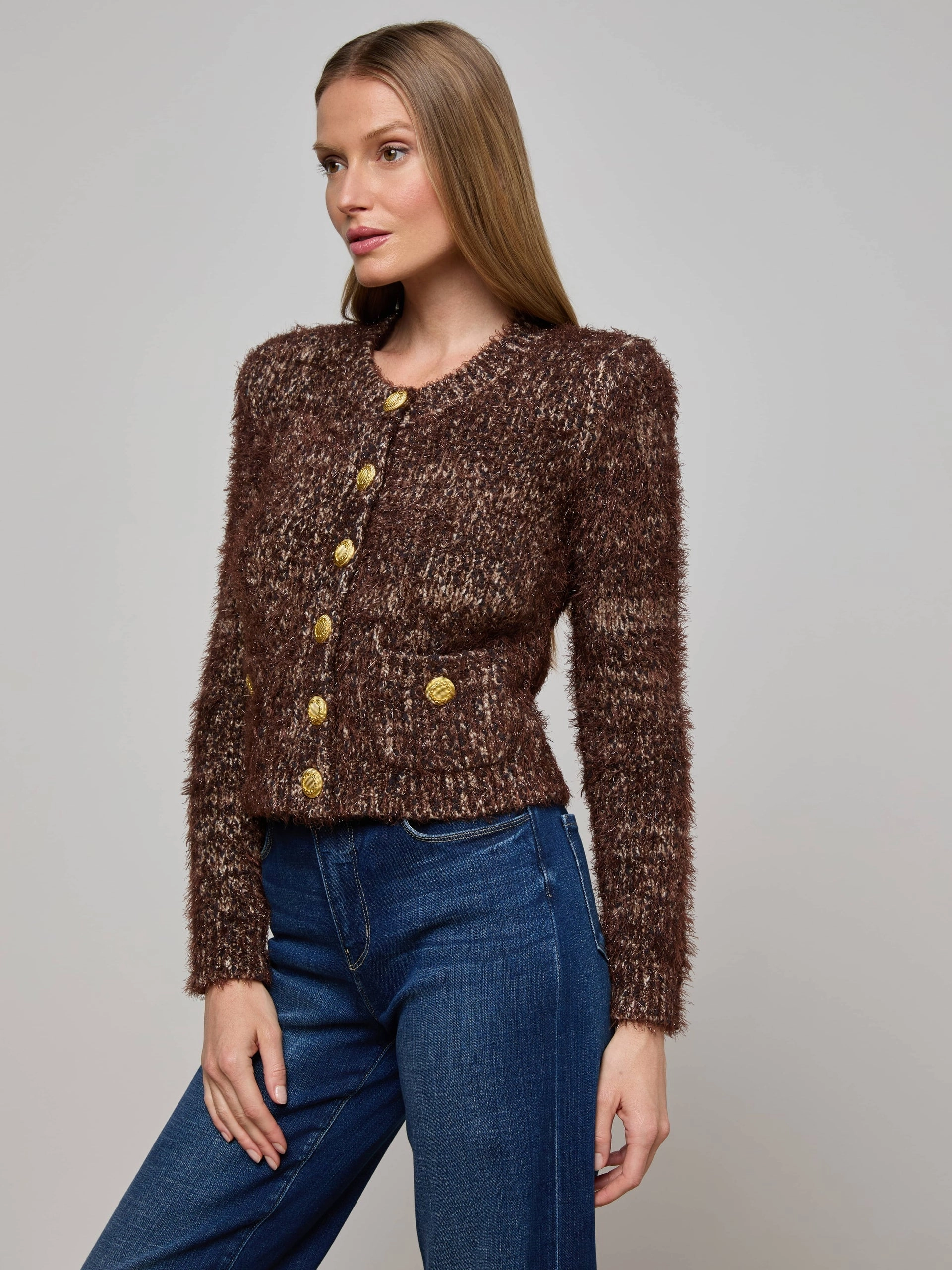 AntiOdorTechnology Una Knit Cardigan Chocolate Multi