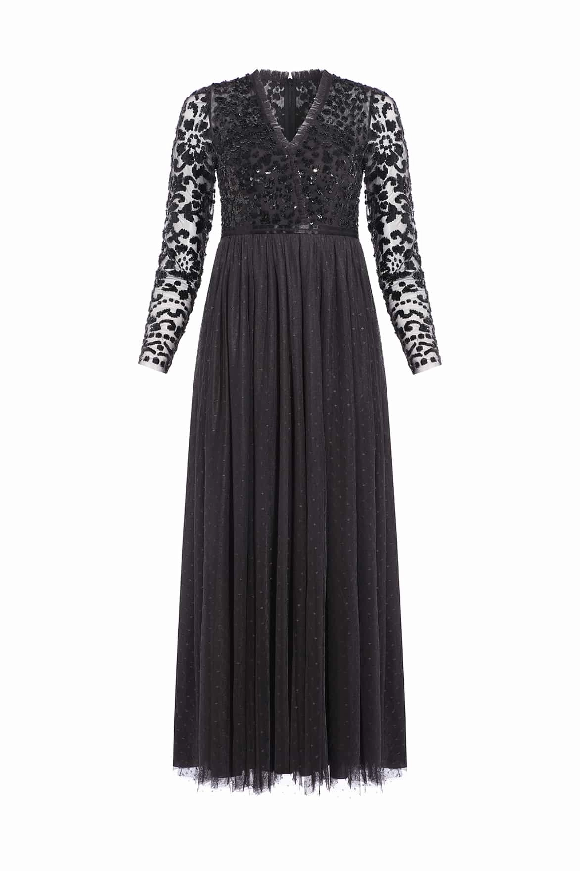 Tempest V-Neck Bodice Ankle Gown Belt Waist Gentle Texture