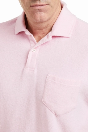 NonIrritating Seams Terry Cloth Polo Shirt Pink