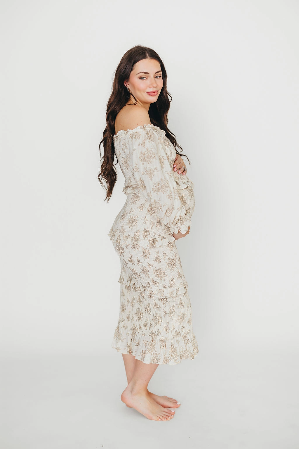 Airy Fit The Chloe Midi Dress in Brown - Bump Friendly *Final-Sale*