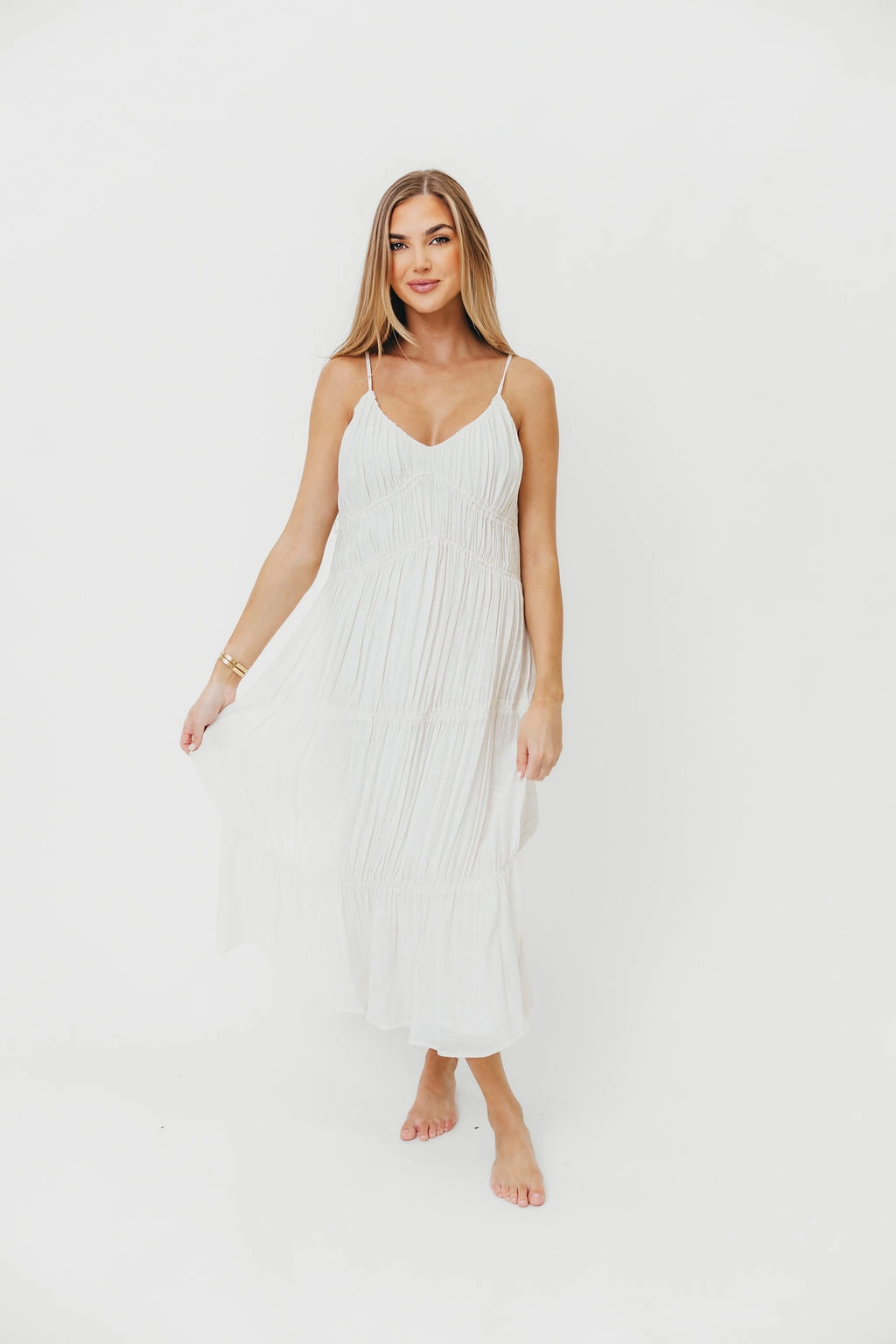 The Kendra Midi Dress in Cream *Final-Sale* Sophisticated and Relaxed