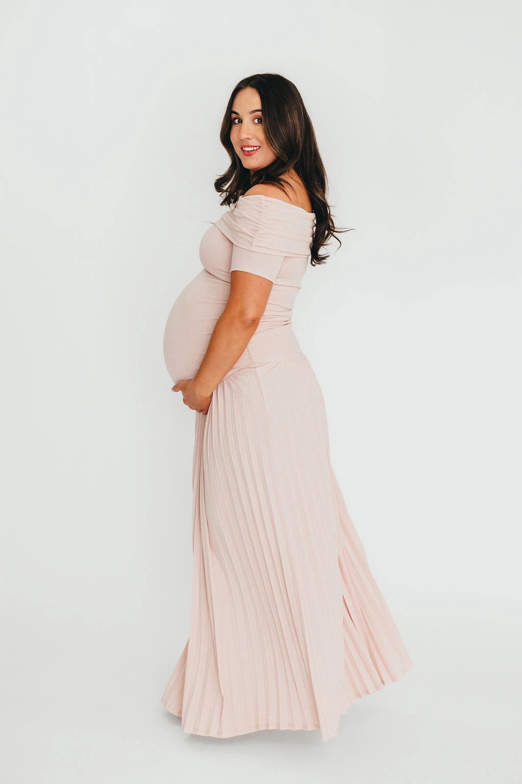 The Lennox Maxi Dress in Dusty Pink Feminine Details