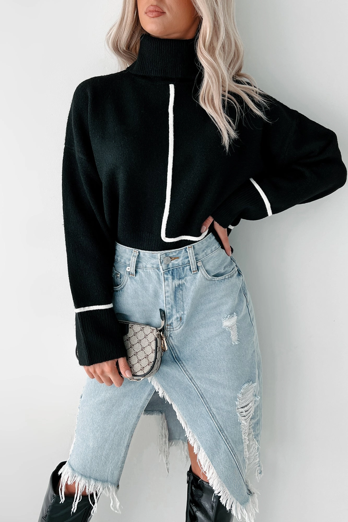 casual top The Perfect System Turtleneck Sweater (Black)