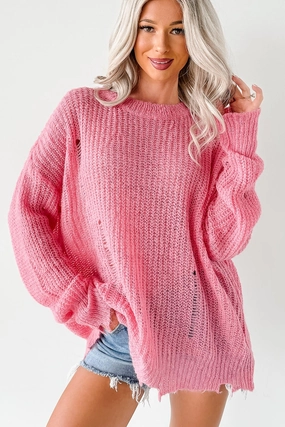 The Soft Life Signature 8 Solid Knit Pullover (Pink) Comfy Cardigan