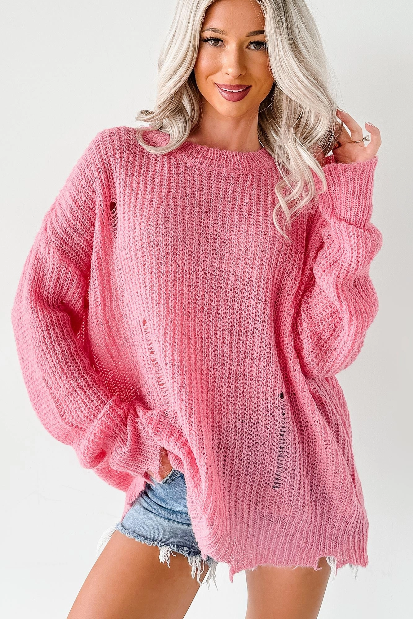 The Soft Life Signature 8 Solid Knit Pullover (Pink) Comfy Cardigan