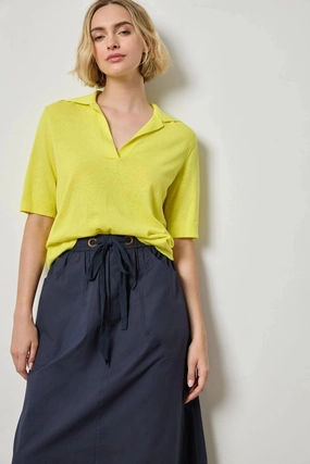 ReflectiveTrims HighStretch Elbow Sleeve Polo Sweater Lemon