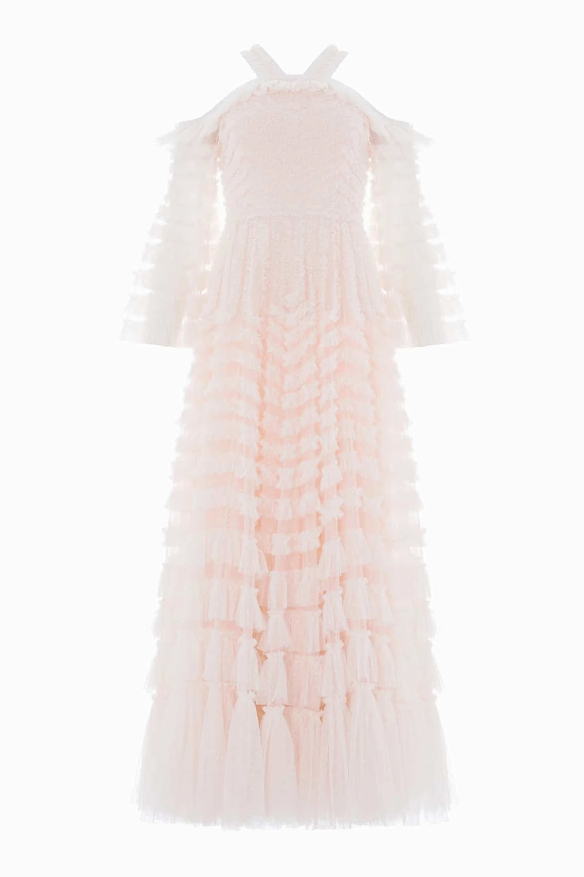 Soft Air Statement-Print La Vie En Rose Off-Shoulder Gown