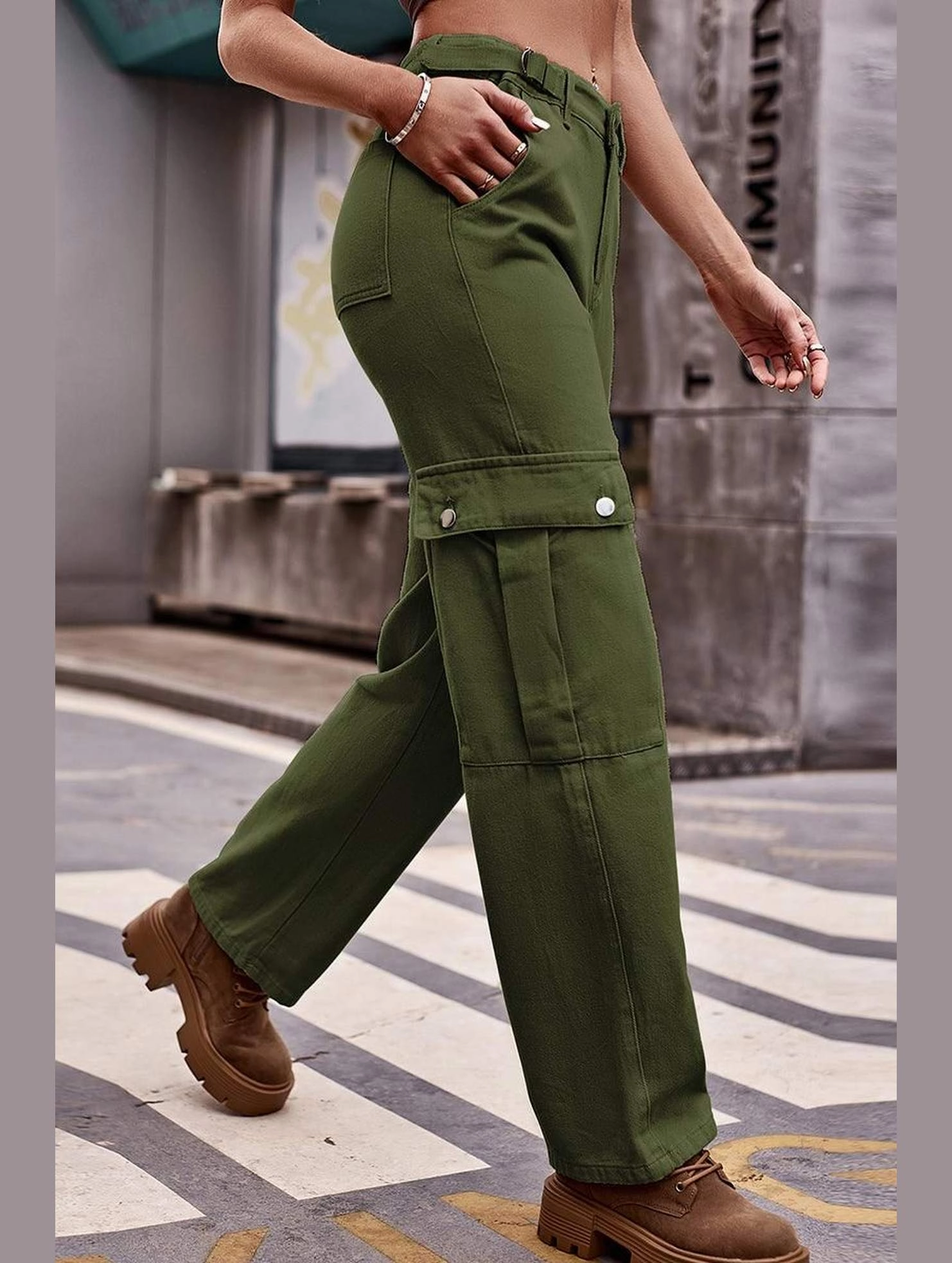 ADJUSTABLE WAIST LONG CARGO PANTS All Season Versatility