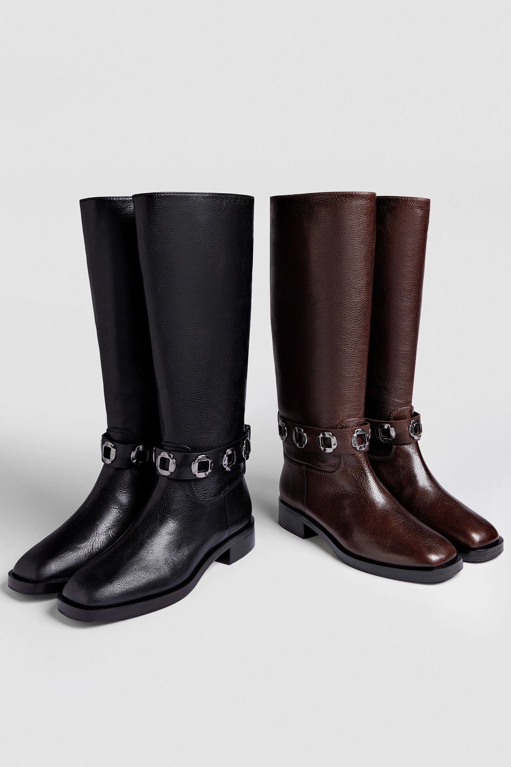 Milan Flat Boot In Brown Leather Style Goal