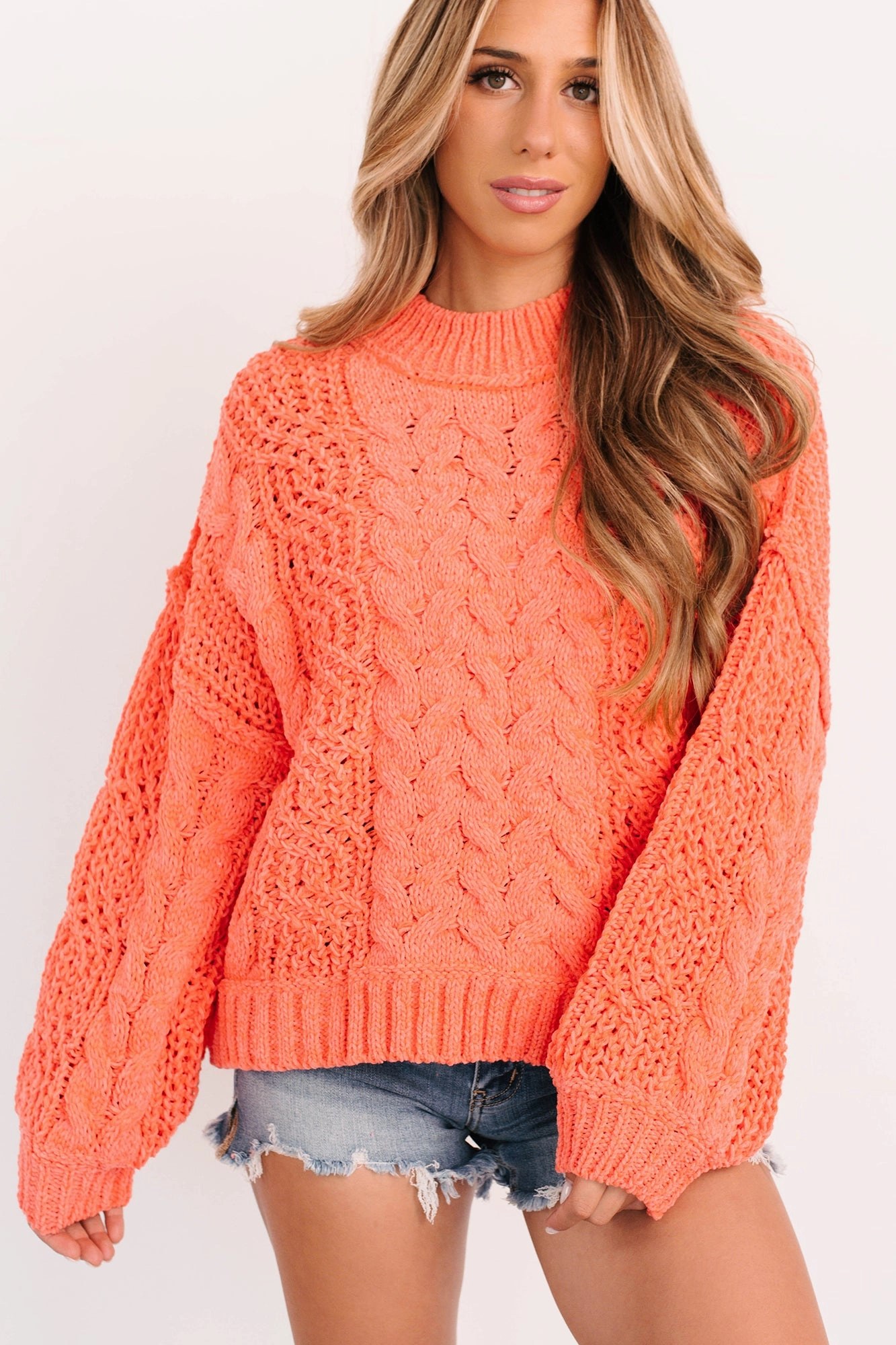 TaglessCollars Things Change POL Cable Knit Sweater (Coral)