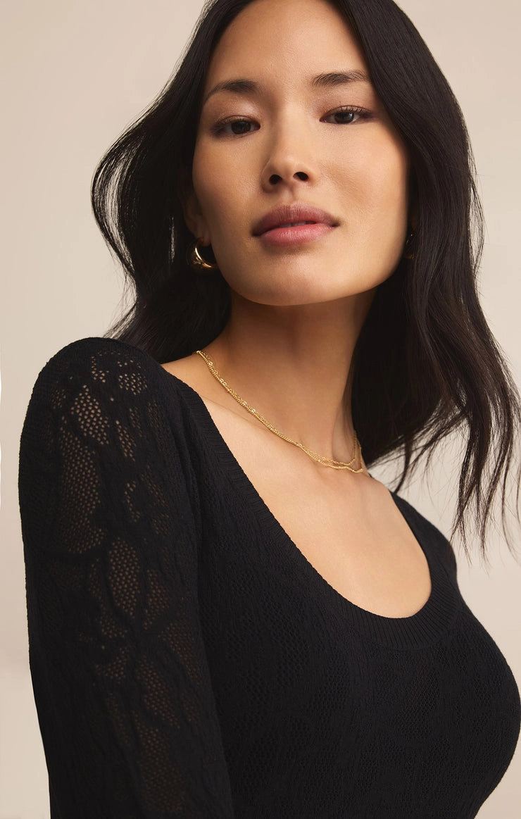 TIBI SCOOP MESH SWEATER Reinforced Shoulder Seams