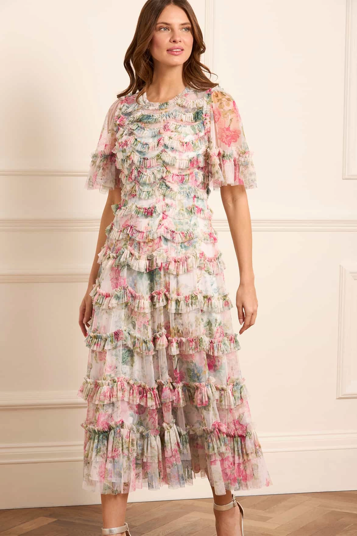 Floral Romance Round Neck Ballerina Dress QuickDryTechnology Dew Glow