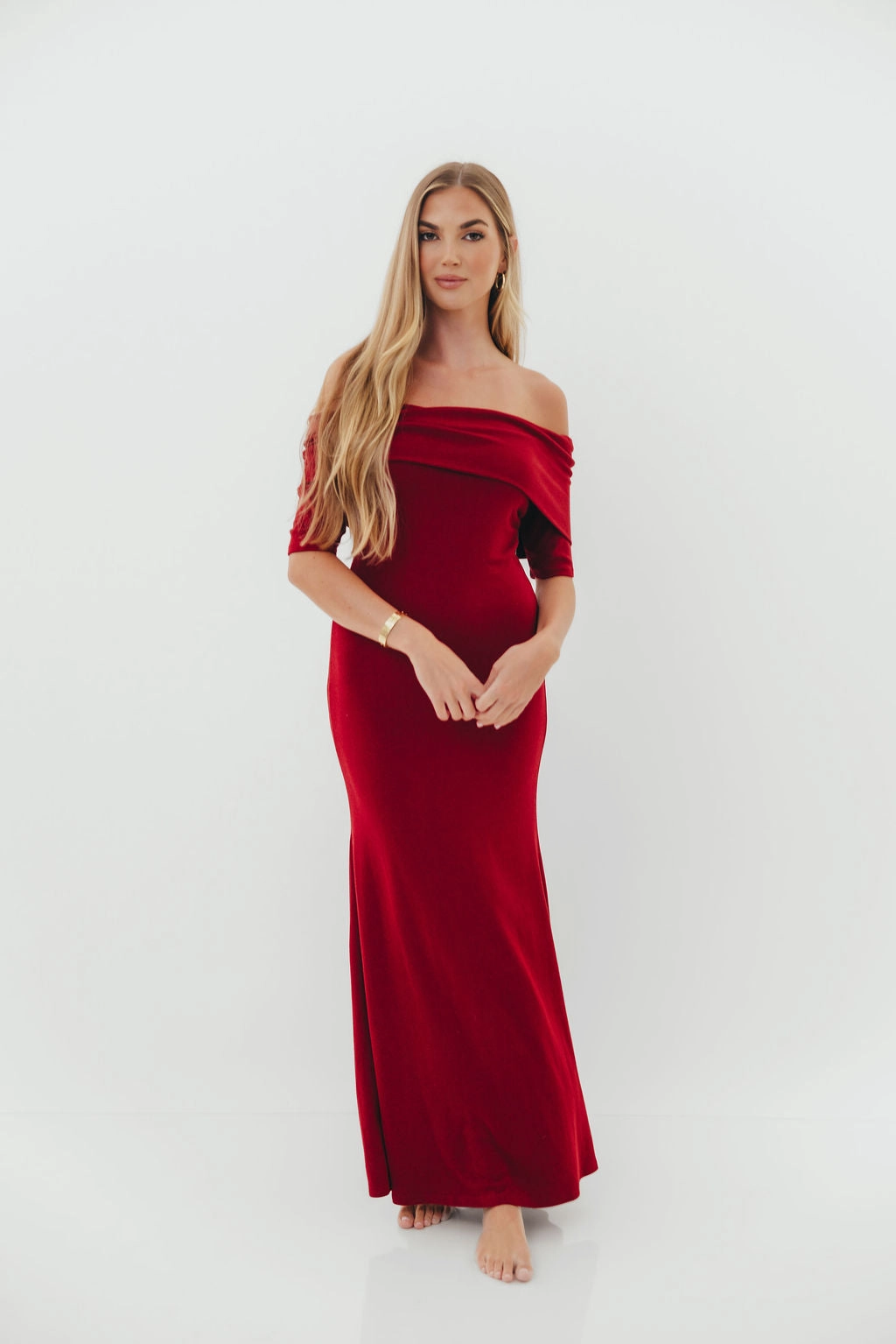 Relaxed Comfort Luxe Comfort Monroe Half Sleeve Maxi Dress in Red - Bump Friendly