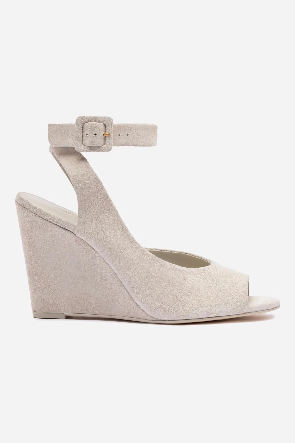 School Style Deena By Larroud Wedge Sandal In Mushroom Grey Suede