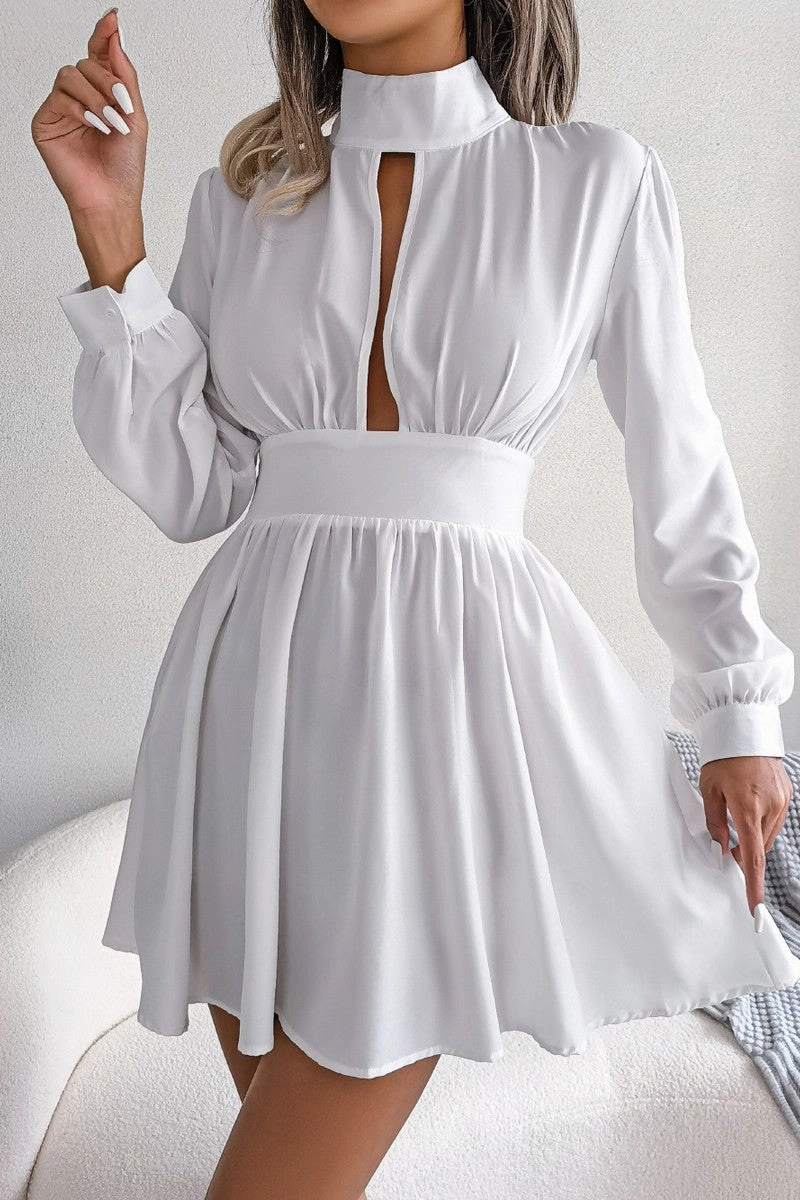 Bold Fashion WOMEN FRONT CUT OUT DETAILED HIGH NECK DRESS