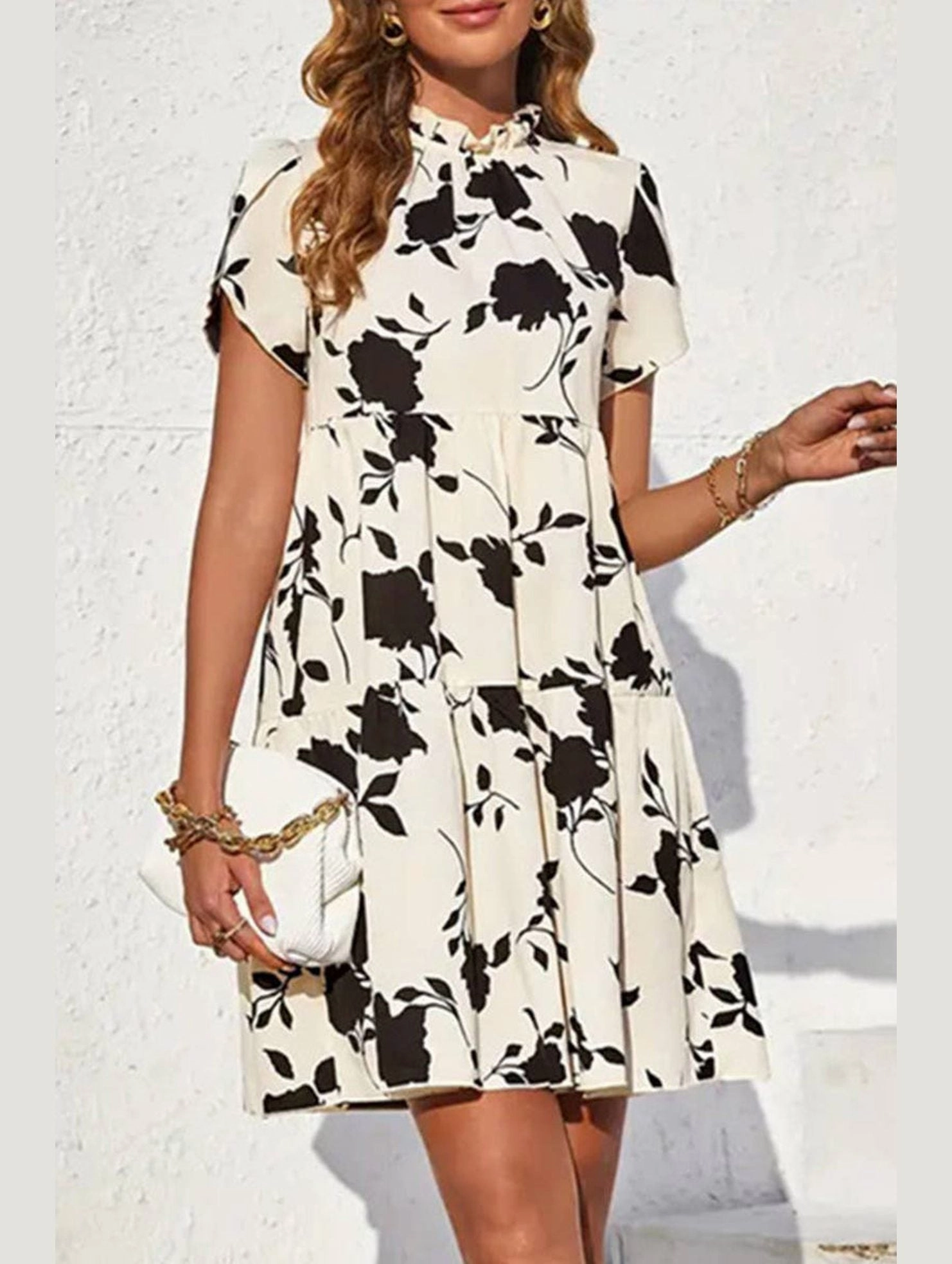 DOLL COLLAR DRESS WITH WOODEN EARS_CWDSD3556 Drawstring-Waist