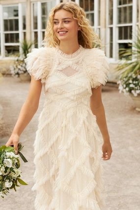 Genevieve Ruffle Gown Travel Friendly Retro Vibes