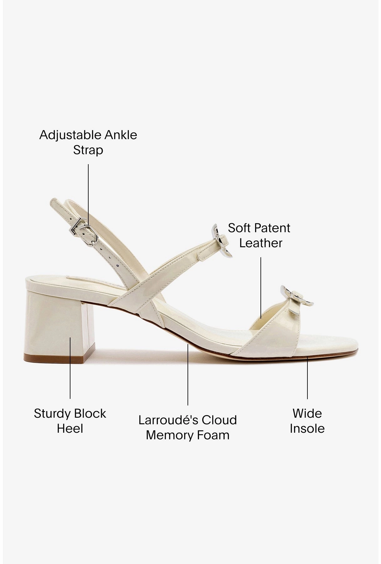 Abrasion Resistant Material Tinx Block In Ivory Patent Leather