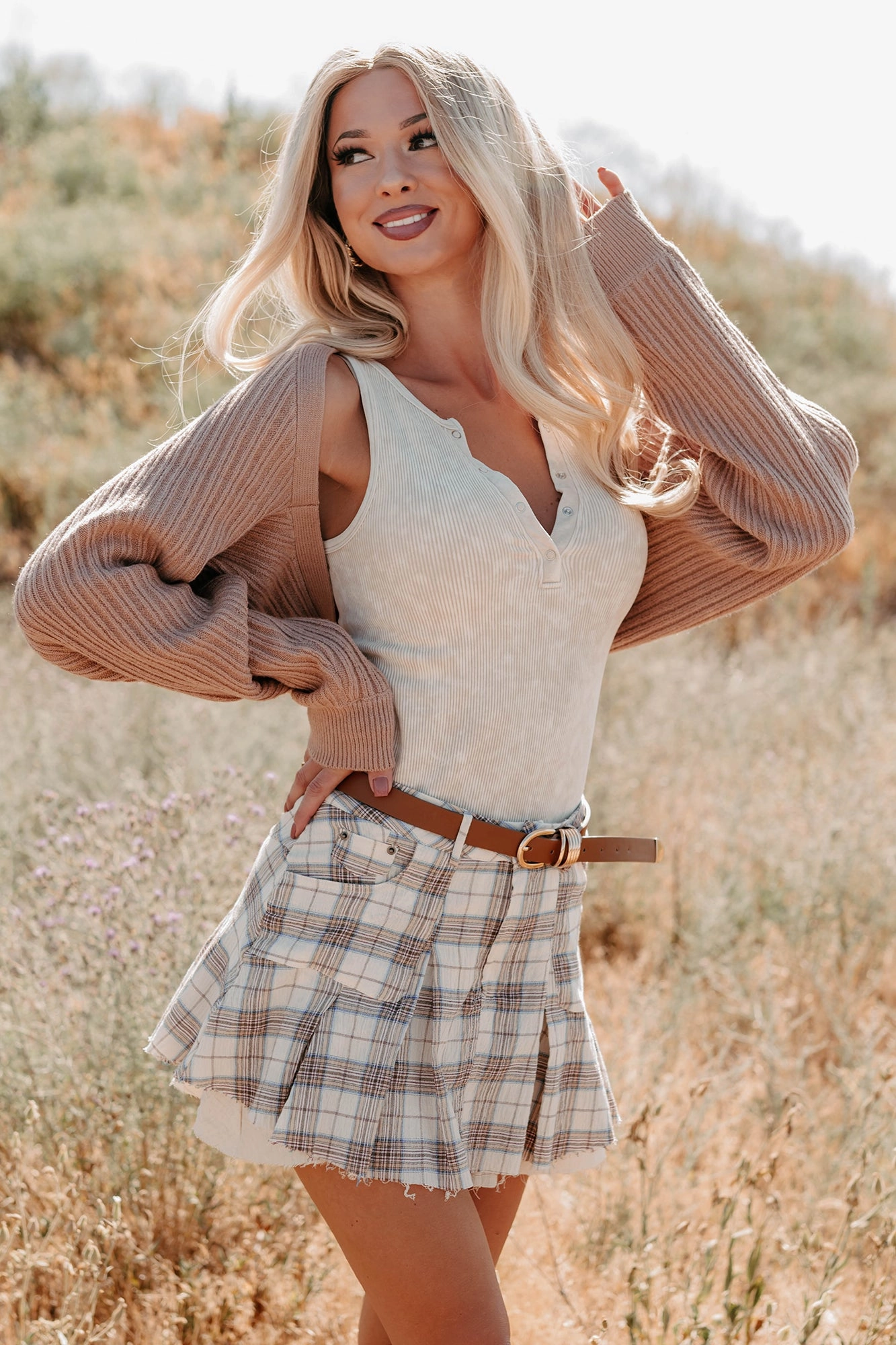 LowMaintenance Toasted Coconut Season Bolero Shrug Cardigan (Dark Taupe)