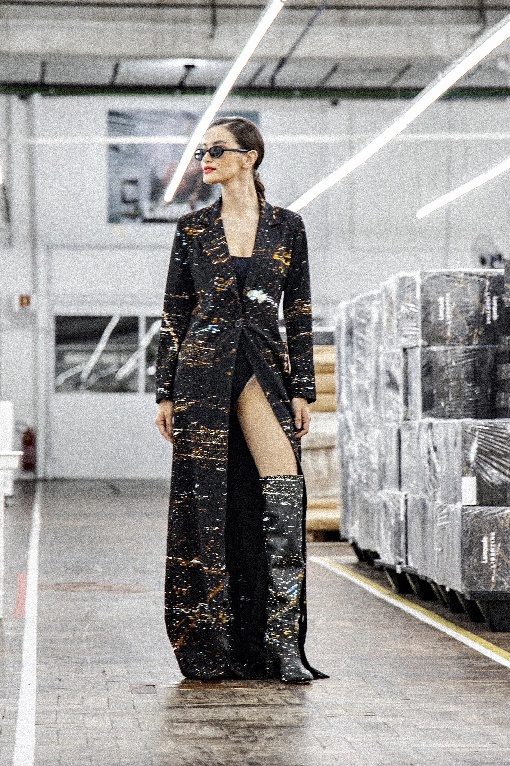 Play Mode Recycled Rubber Composite Larroud x Libertine Boot In Black LAX Printed Leather