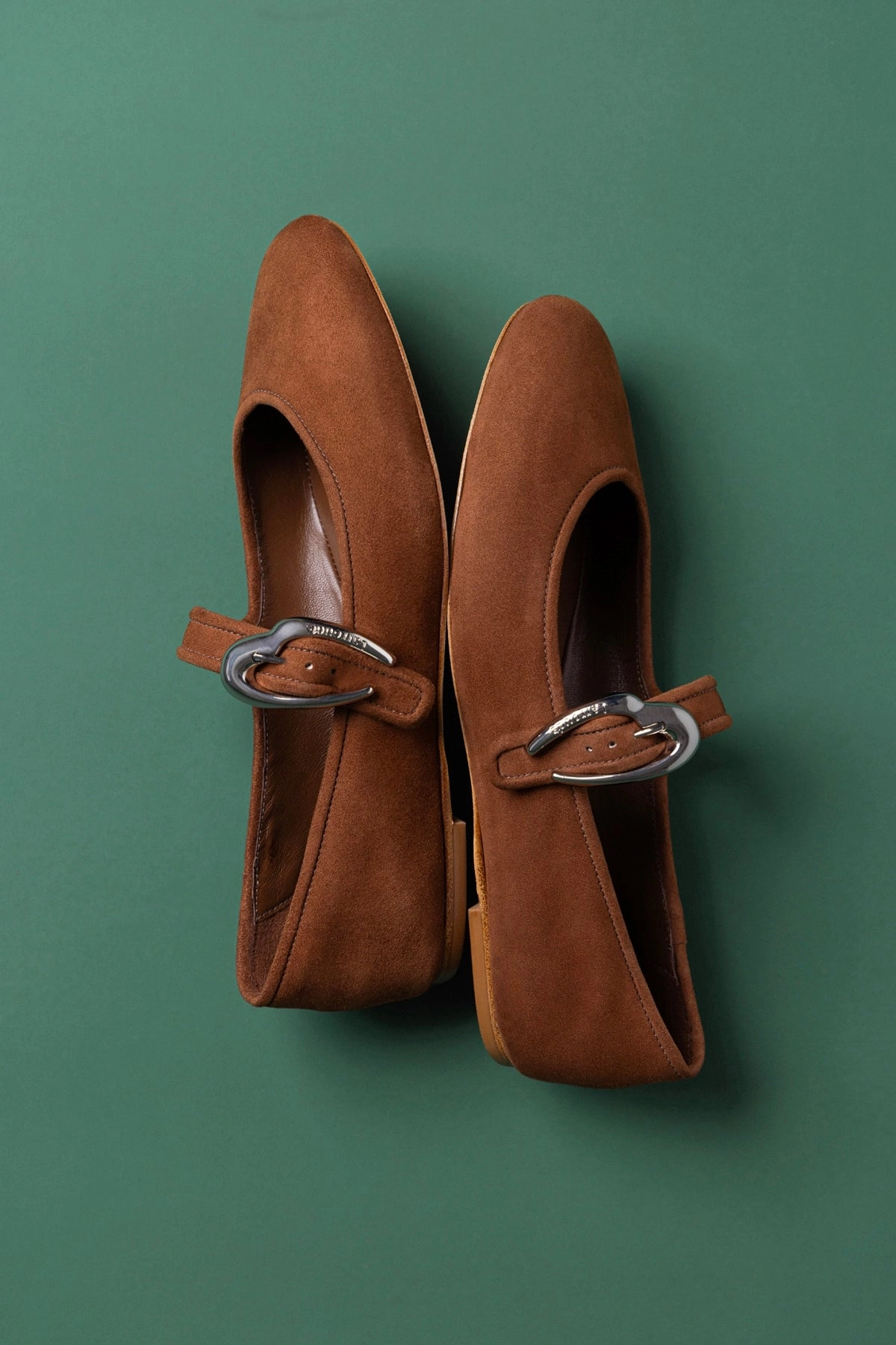 Verona Ballet Flat In Burnt Umber Suede Shock Diffusing Plate