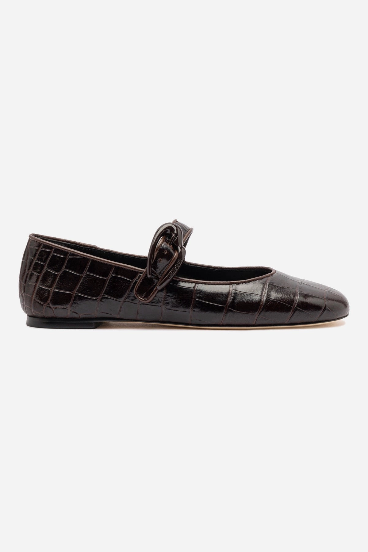Rubber Sole Verona Ballet Flat In Croco Brown Leather