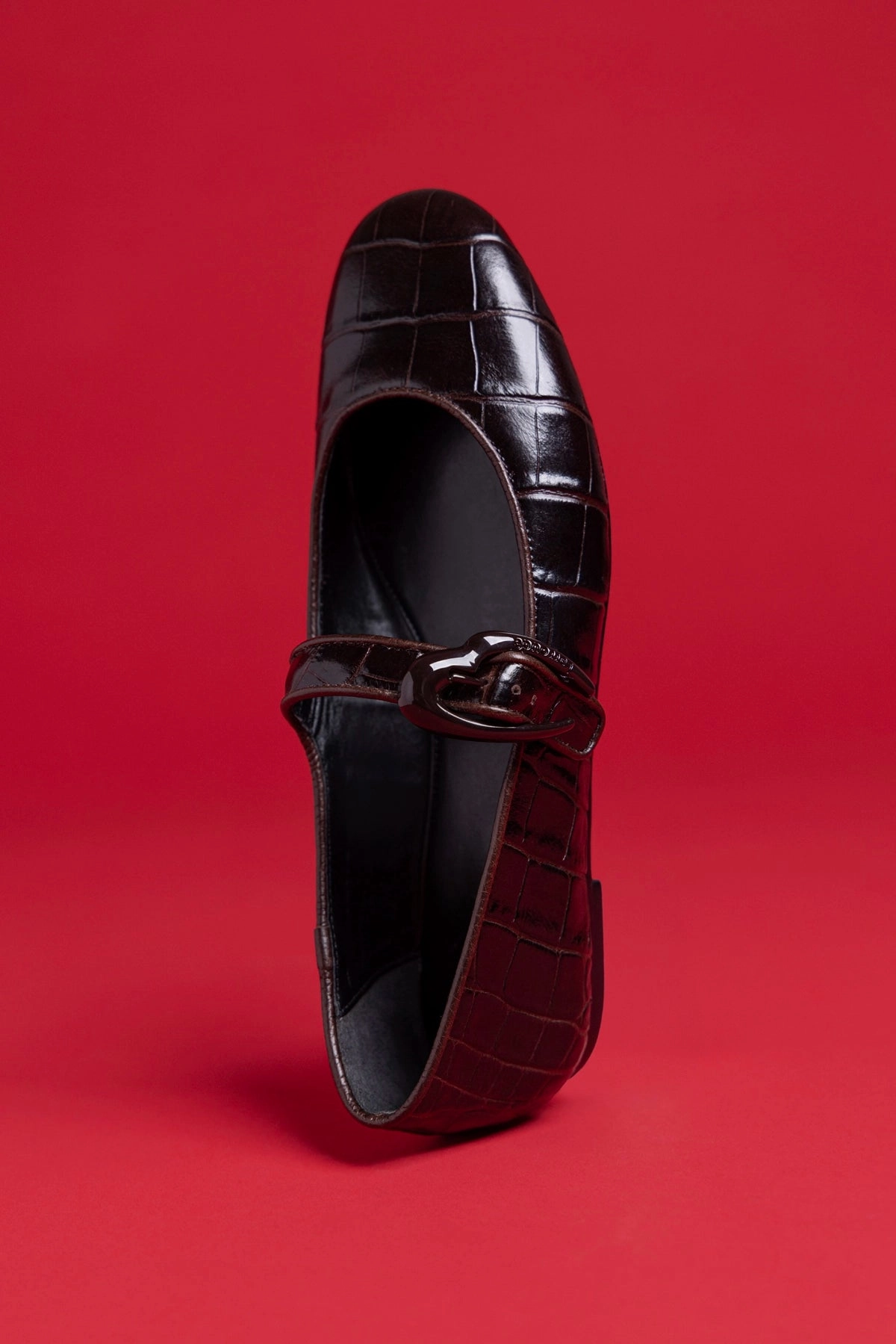 Rolling Motion Design Verona Ballet Flat In Croco Brown Leather