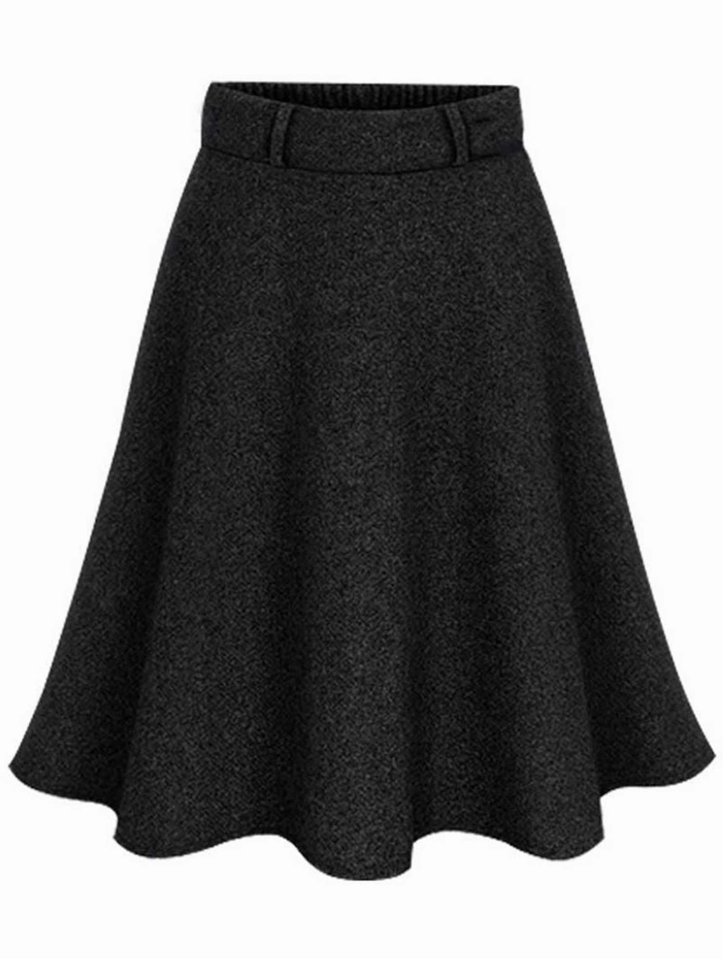 Classic Look MIDI LENGTH GATHERED WARM SKIRT