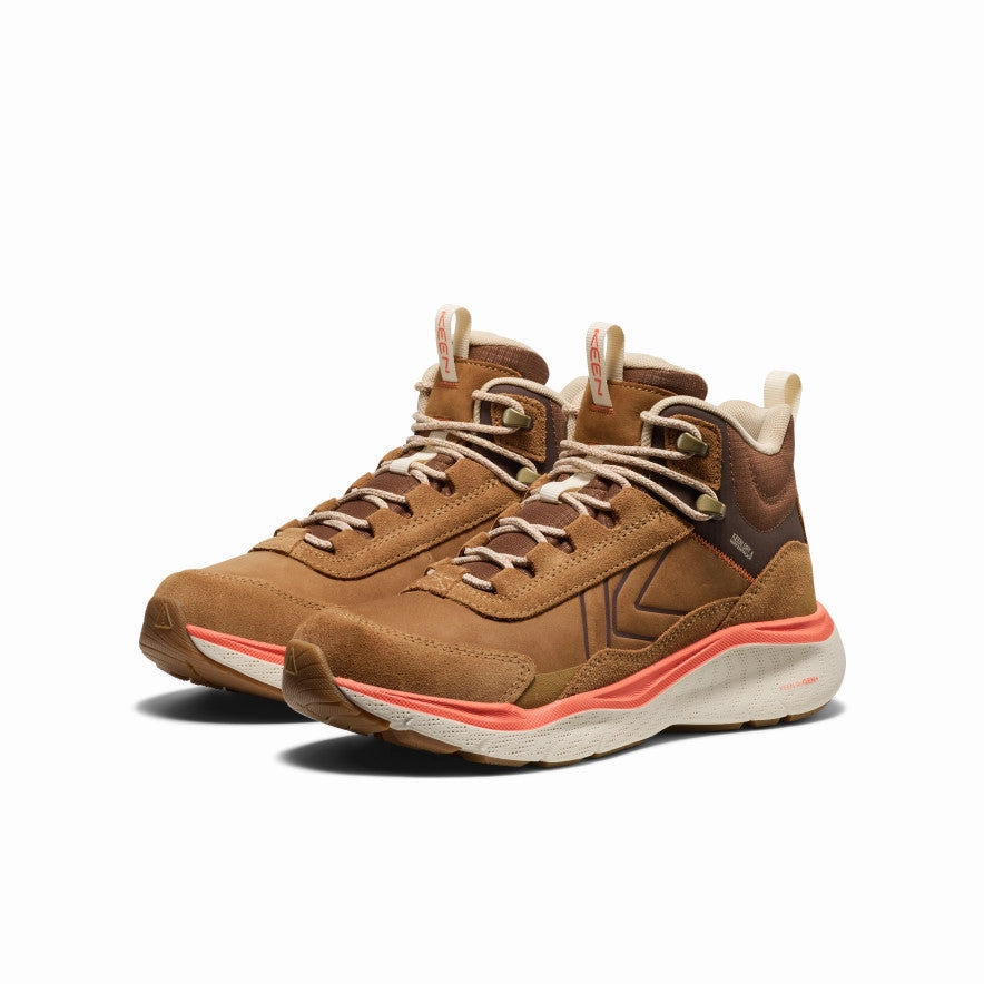 Women's Leiki Waterproof Leather Hiking Boot  |  Chipmunk/Birch Side Zip Low Profile Rough Terrain